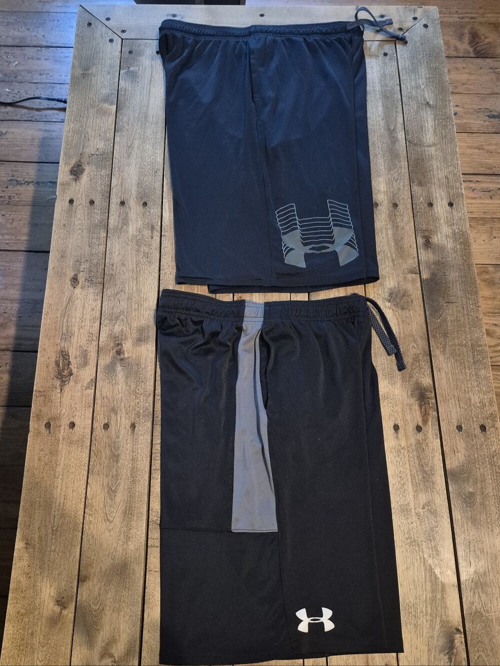 Under Armour Youth Black Athletic Shorts with Gray Panel  2 Pairs Size Youth XL